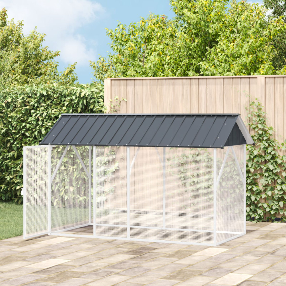Produktbild för Fågelbur Antracit 227 x 112 x 141 cm Galvaniserat Stål