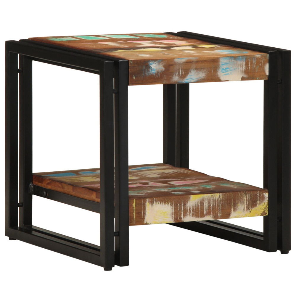 Produktbild för Kaffeebord Flerfärgsdesign 40 x 40 x 38 cm Solid återvunnen trä