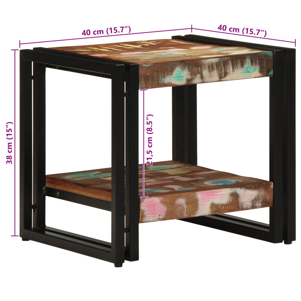 Produktbild för Kaffeebord Flerfärgsdesign 40 x 40 x 38 cm Solid återvunnen trä