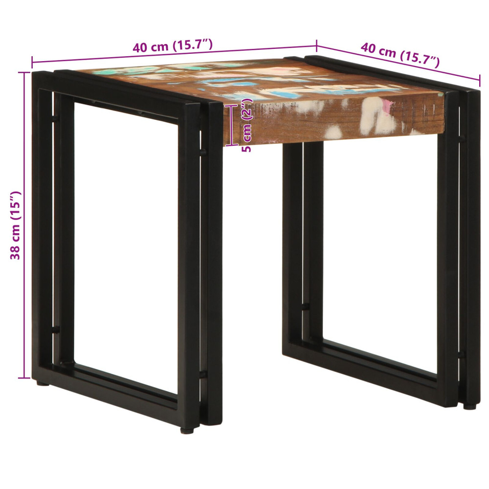 Produktbild för Kaffeebord Flerfärgsdesign 40 x 40 x 38 cm Solid återvunnen trä