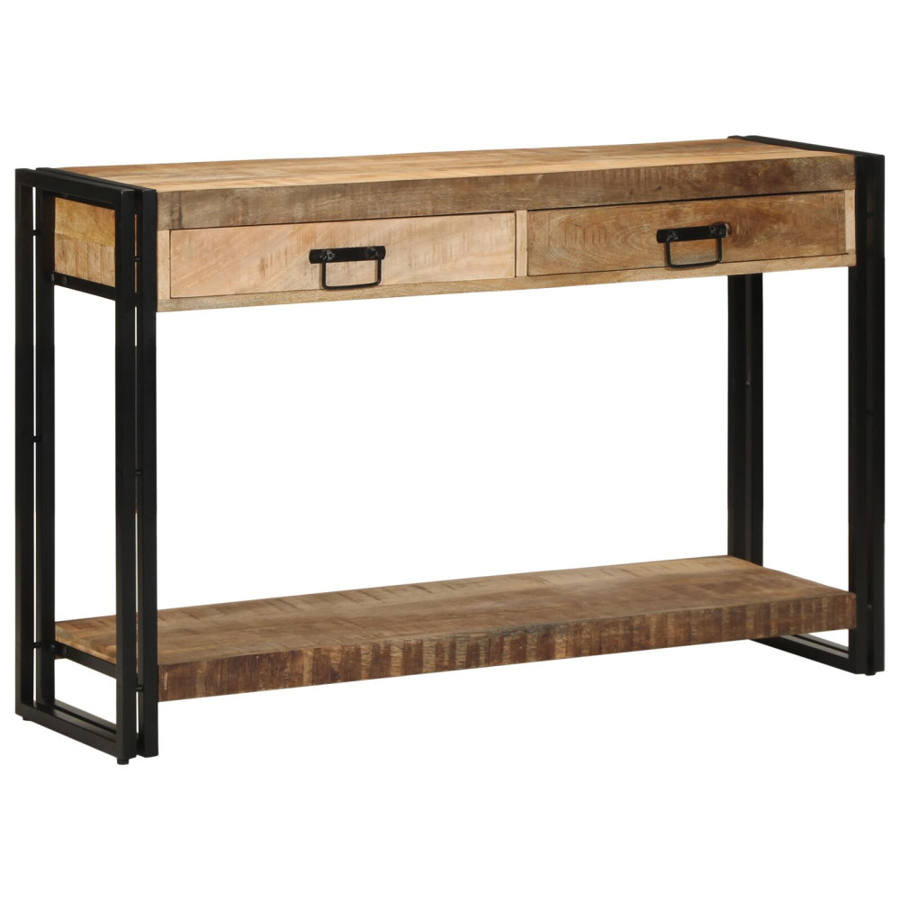 Produktbild för Konsolbord med låda Brun 120 x 33 x 75 cm Massivt mangoträ