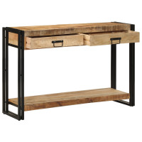 Produktbild för Konsolbord med låda Brun 120 x 33 x 75 cm Massivt mangoträ
