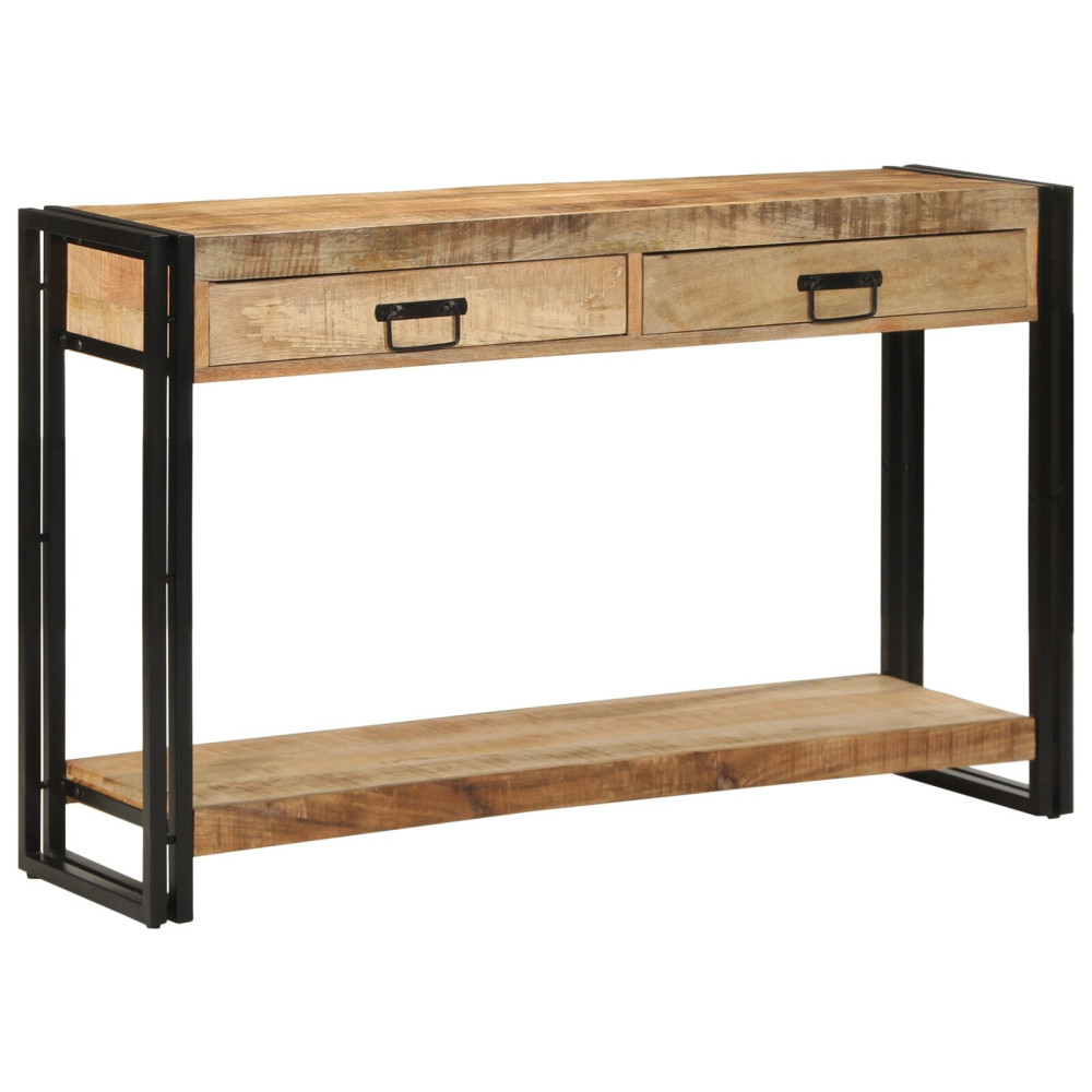 Produktbild för Konsolbord med låda Brun 120 x 33 x 75 cm Massivt mangoträ