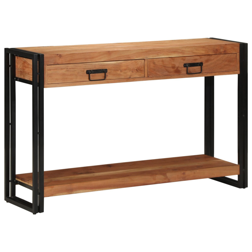 Produktbild för Konsolbord med låda Brun 120 x 33 x 75 cm Massivt Akaciaträ