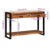 Produktbild för Konsolbord med låda Brun 120 x 33 x 75 cm Massivt Akaciaträ