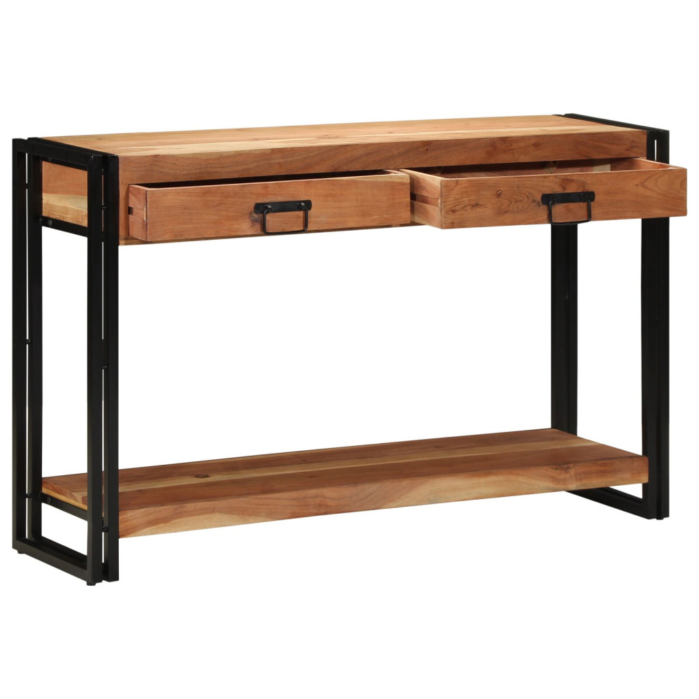 Produktbild för Konsolbord med låda Brun 120 x 33 x 75 cm Massivt Akaciaträ