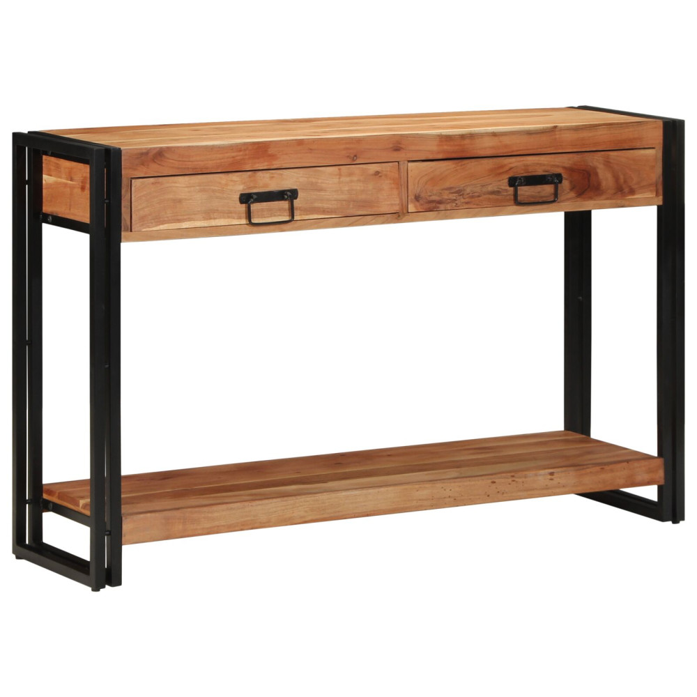 Produktbild för Konsolbord med låda Brun 120 x 33 x 75 cm Massivt Akaciaträ