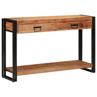 Produktbild för Konsolbord med låda Brun 120 x 33 x 75 cm Massivt Akaciaträ