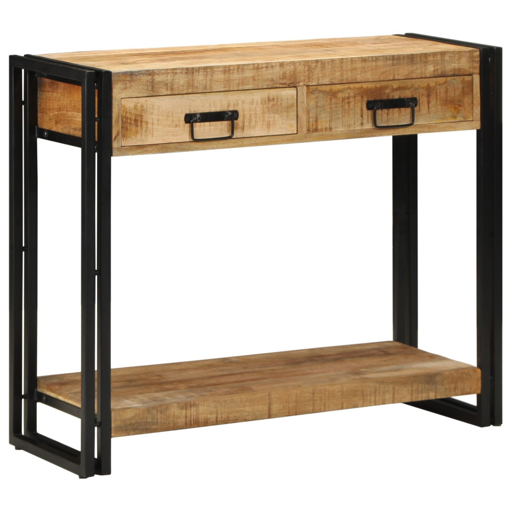 Produktbild för Konsolbord med låda Brun 90 x 33 x 75 cm Massivt mangoträ