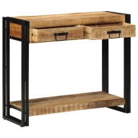 Produktbild för Konsolbord med låda Brun 90 x 33 x 75 cm Massivt mangoträ