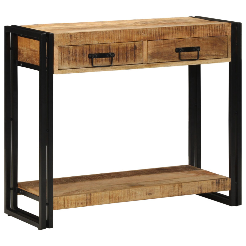 Produktbild för Konsolbord med låda Brun 90 x 33 x 75 cm Massivt mangoträ