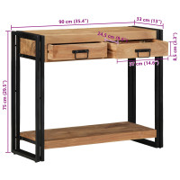 Produktbild för Konsolbord med låda Brun 90 x 33 x 75 cm Massivt Akaciaträ
