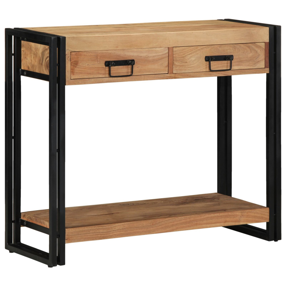 Produktbild för Konsolbord med låda Brun 90 x 33 x 75 cm Massivt Akaciaträ
