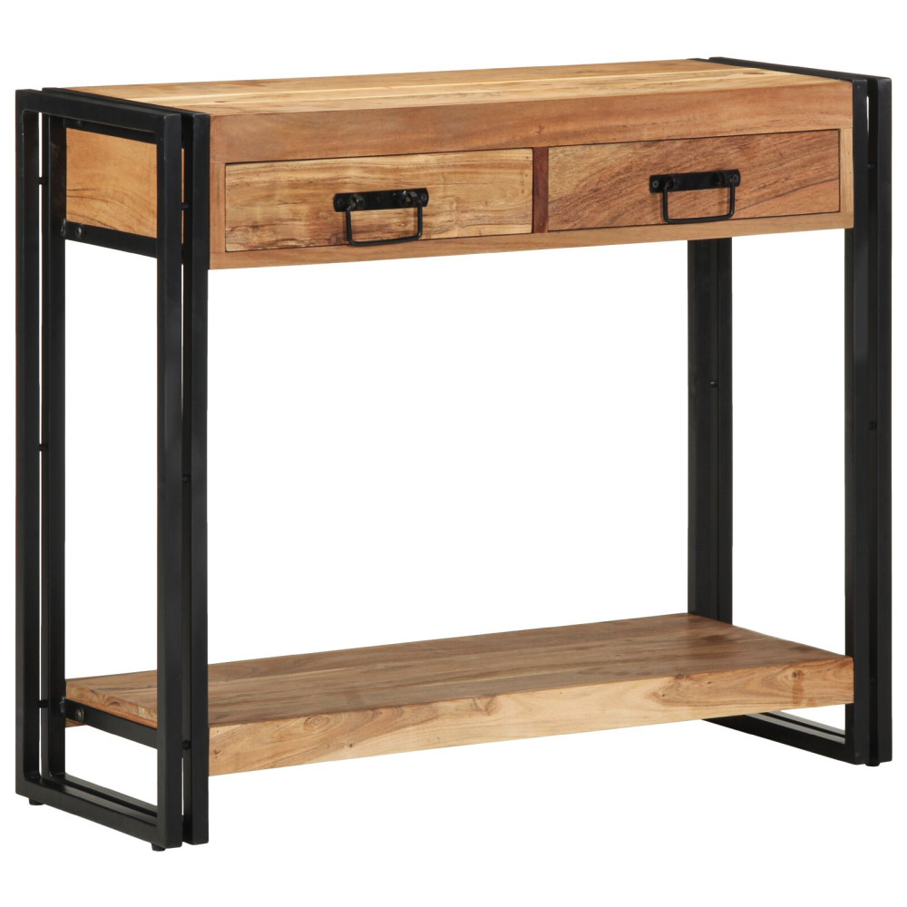 Produktbild för Konsolbord med låda Brun 90 x 33 x 75 cm Massivt Akaciaträ