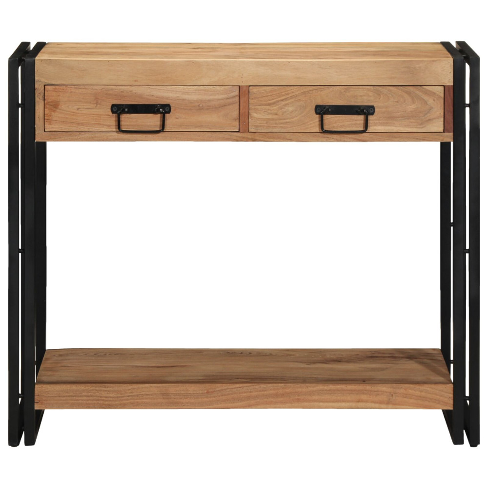 Produktbild för Konsolbord med låda Brun 90 x 33 x 75 cm Massivt Akaciaträ