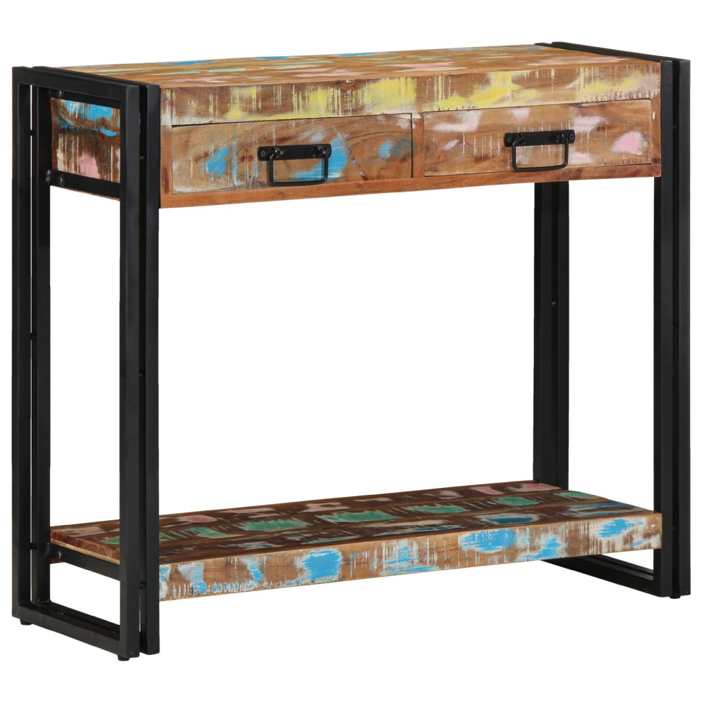 Produktbild för Konsolbord Flerfärgsdesign 90 x 33 x 75 cm Solid återvunnen trä