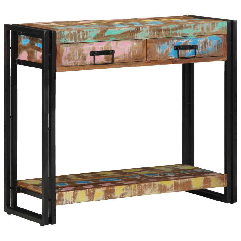 Produktbild för Konsolbord Flerfärgsdesign 90 x 33 x 75 cm Solid återvunnen trä