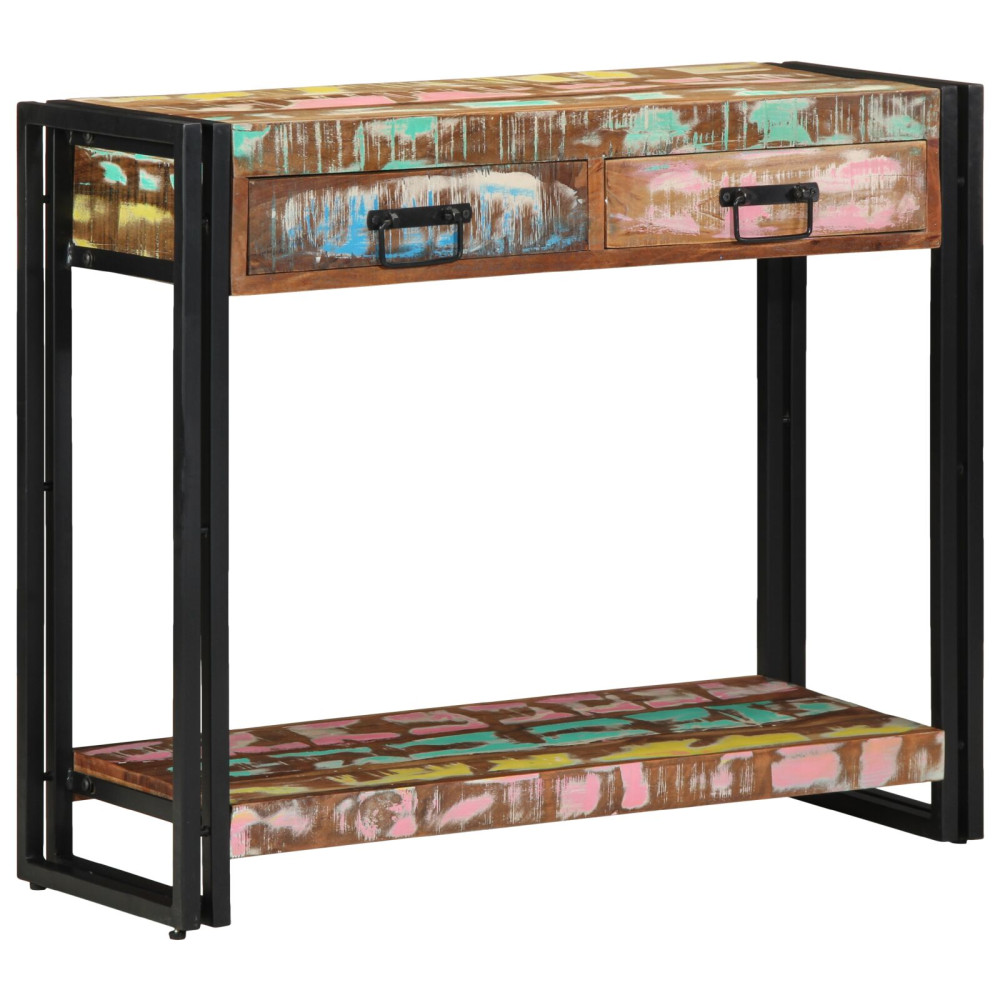 Produktbild för Konsolbord Flerfärgsdesign 90 x 33 x 75 cm Solid återvunnen trä
