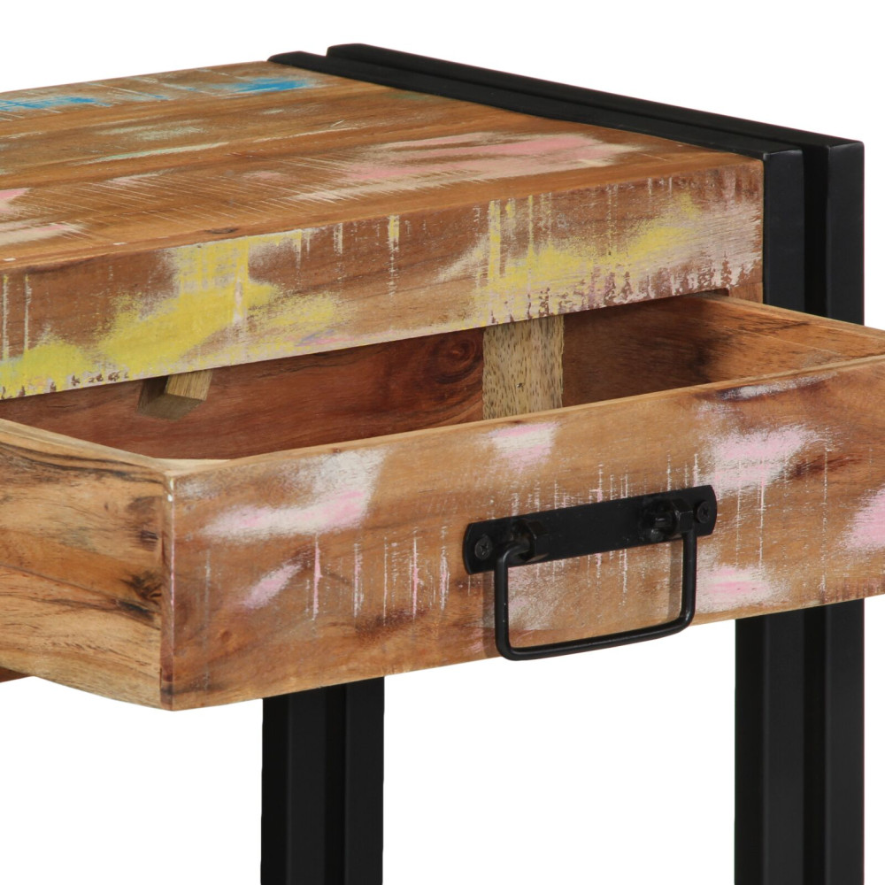 Produktbild för Konsolbord Flerfärgsdesign 90 x 33 x 75 cm Solid återvunnen trä