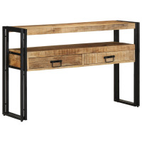 Produktbild för Konsolbord med låda Brun 120 x 33 x 75 cm Massivt mangoträ