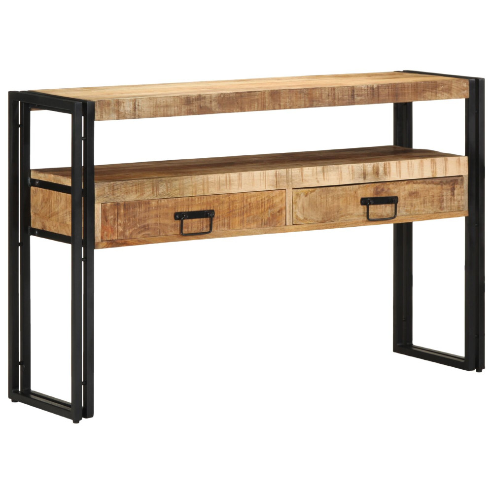 Produktbild för Konsolbord med låda Brun 120 x 33 x 75 cm Massivt mangoträ