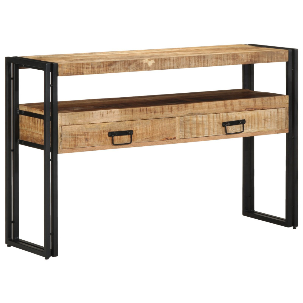Produktbild för Konsolbord med låda Brun 120 x 33 x 75 cm Massivt mangoträ