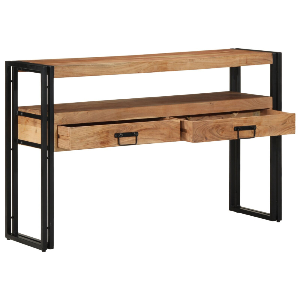 Produktbild för Konsolbord med låda Brun 120 x 33 x 75 cm Massivt Akaciaträ