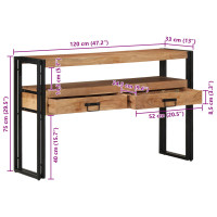 Produktbild för Konsolbord med låda Brun 120 x 33 x 75 cm Massivt Akaciaträ
