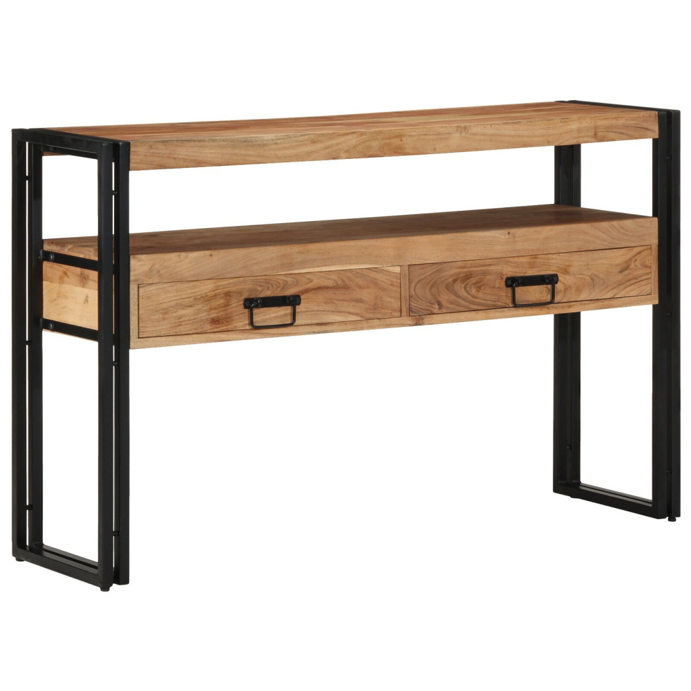 Produktbild för Konsolbord med låda Brun 120 x 33 x 75 cm Massivt Akaciaträ