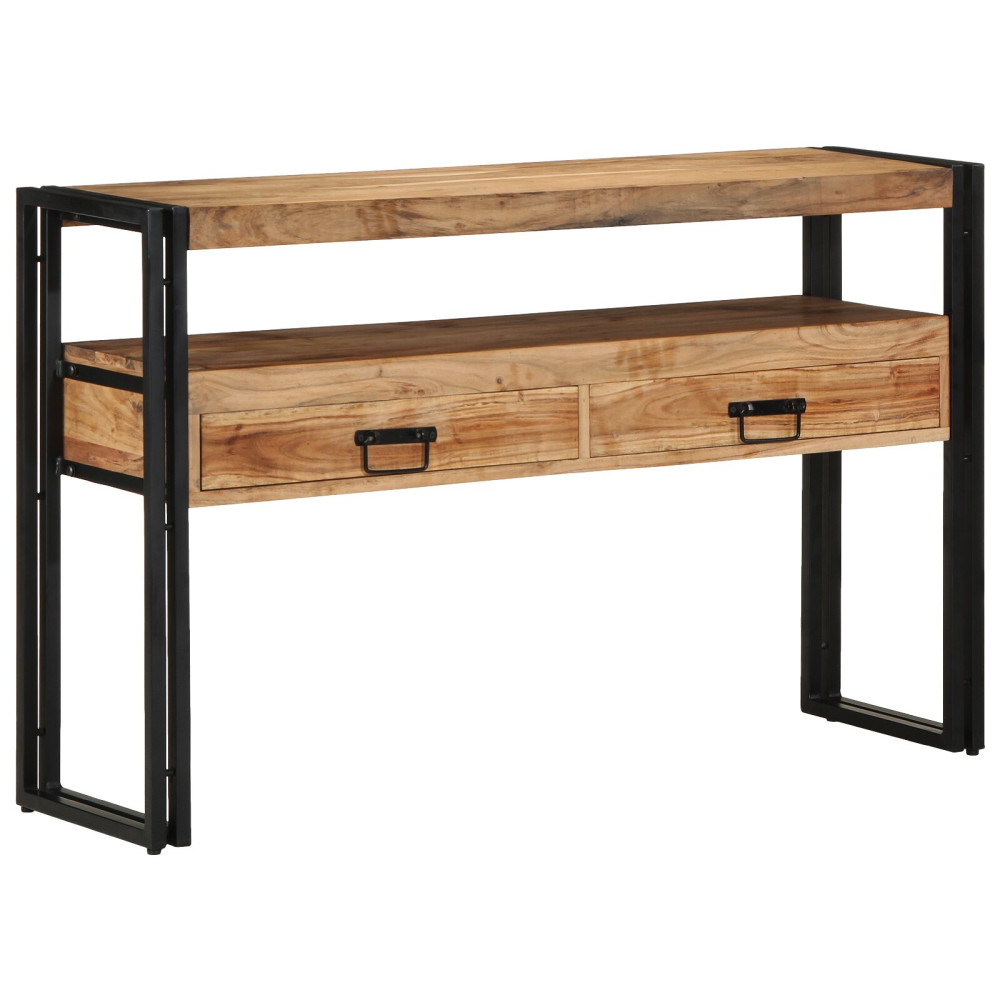 Produktbild för Konsolbord med låda Brun 120 x 33 x 75 cm Massivt Akaciaträ