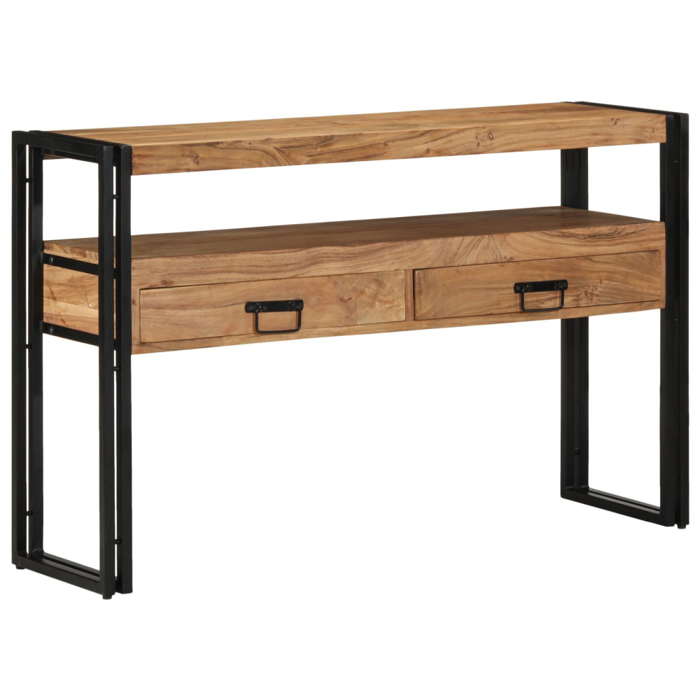 Produktbild för Konsolbord med låda Brun 120 x 33 x 75 cm Massivt Akaciaträ