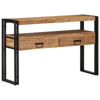 Produktbild för Konsolbord med låda Brun 120 x 33 x 75 cm Massivt Akaciaträ