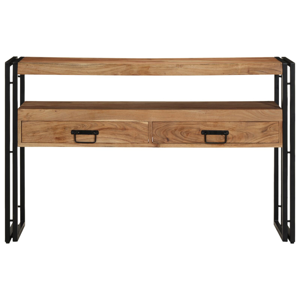 Produktbild för Konsolbord med låda Brun 120 x 33 x 75 cm Massivt Akaciaträ