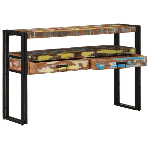 vidaXL Konsolbord med låda 120 x 33 x 75 cm Solid återvunnen trä