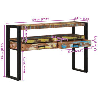 Produktbild för Konsolbord med låda 120 x 33 x 75 cm Solid återvunnen trä