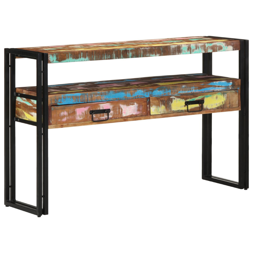Produktbild för Konsolbord med låda 120 x 33 x 75 cm Solid återvunnen trä