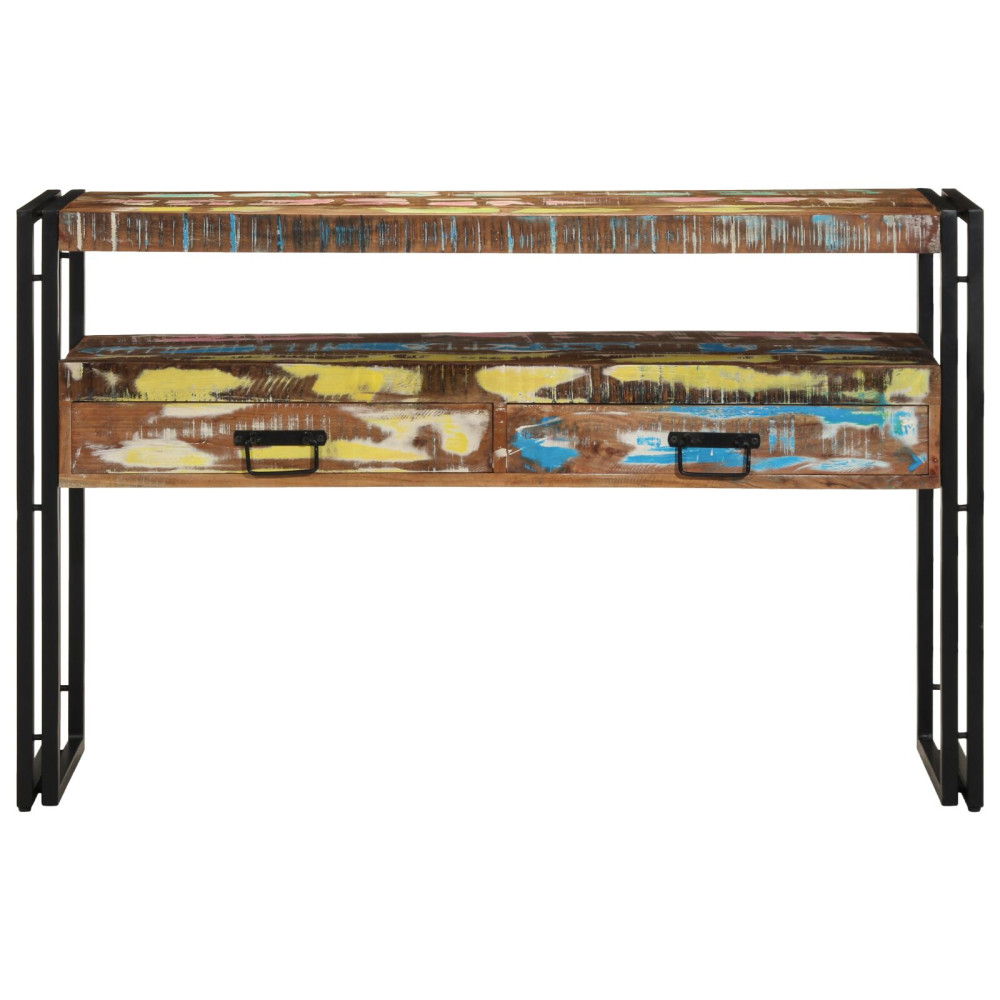 Produktbild för Konsolbord med låda 120 x 33 x 75 cm Solid återvunnen trä