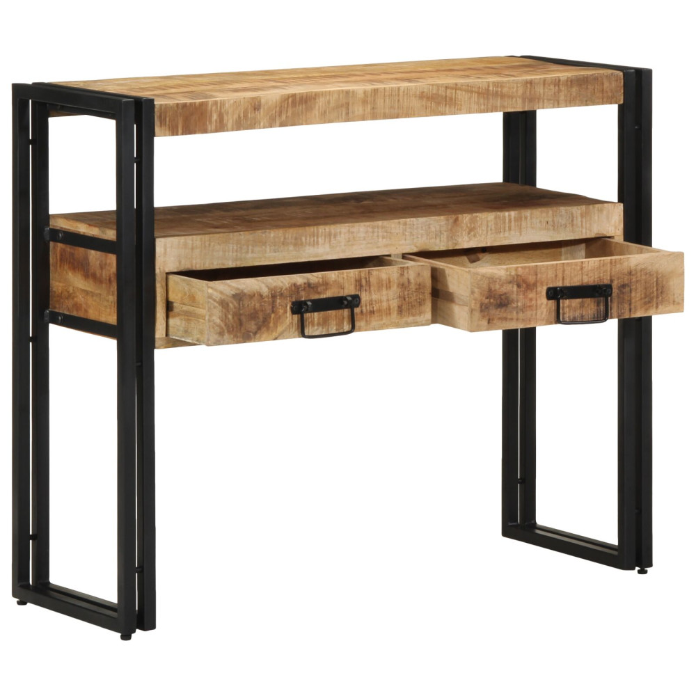 Produktbild för Konsolbord med låda Brun 90 x 33 x 75 cm Massivt mangoträ
