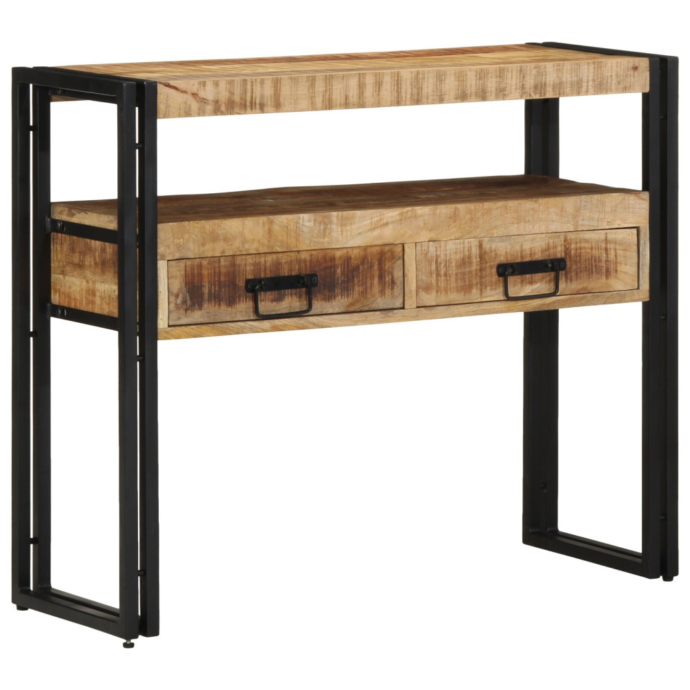 Produktbild för Konsolbord med låda Brun 90 x 33 x 75 cm Massivt mangoträ