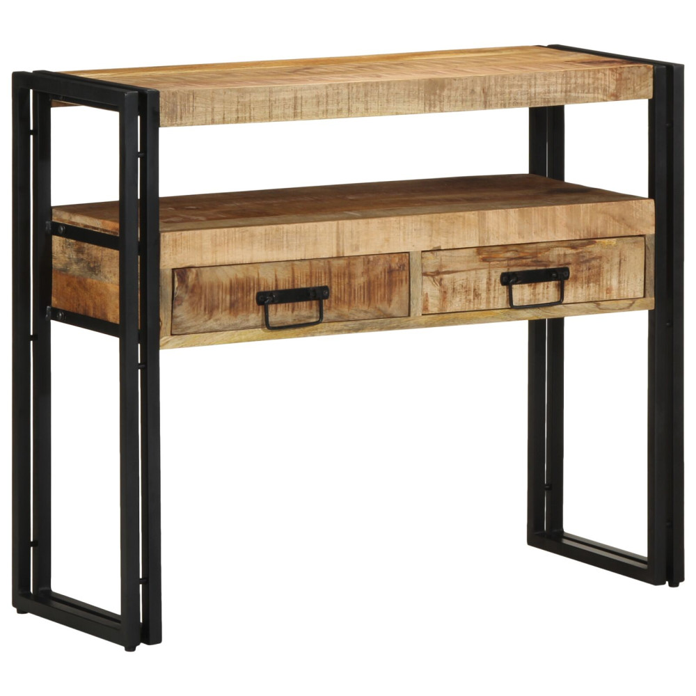Produktbild för Konsolbord med låda Brun 90 x 33 x 75 cm Massivt mangoträ