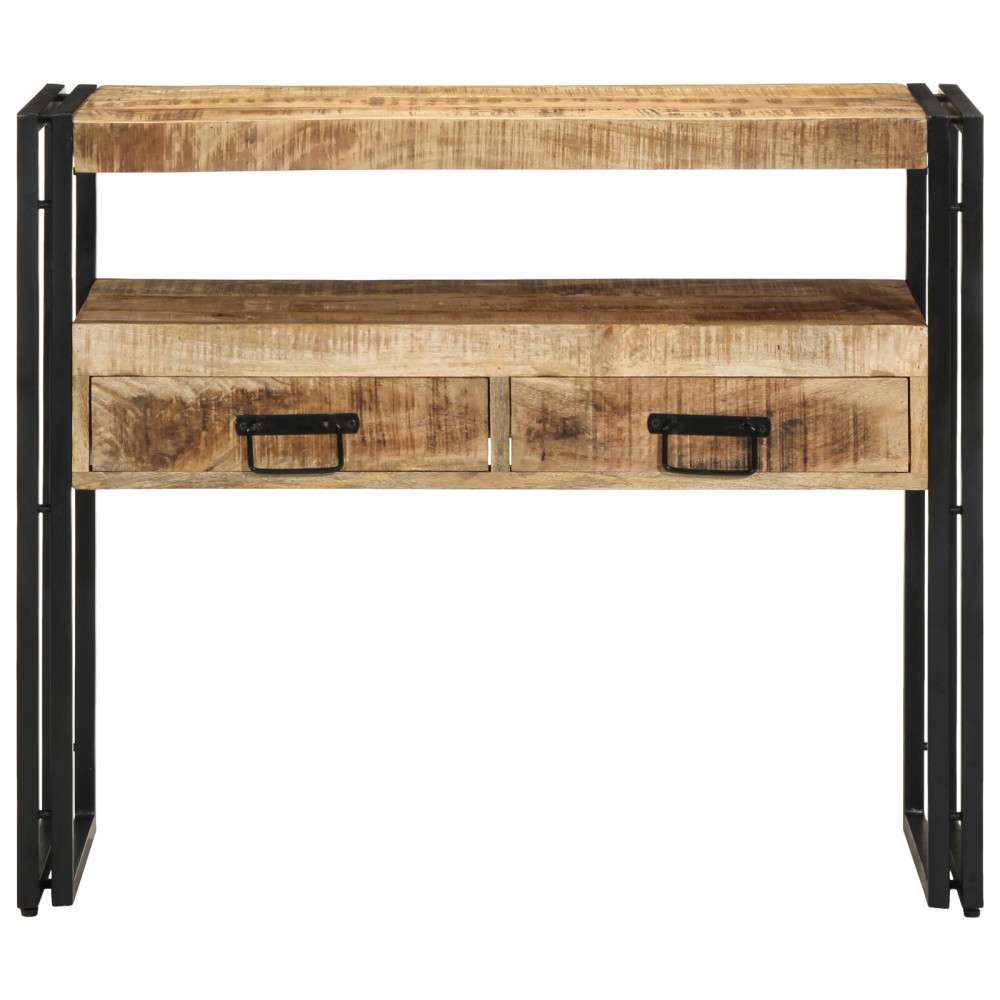 Produktbild för Konsolbord med låda Brun 90 x 33 x 75 cm Massivt mangoträ