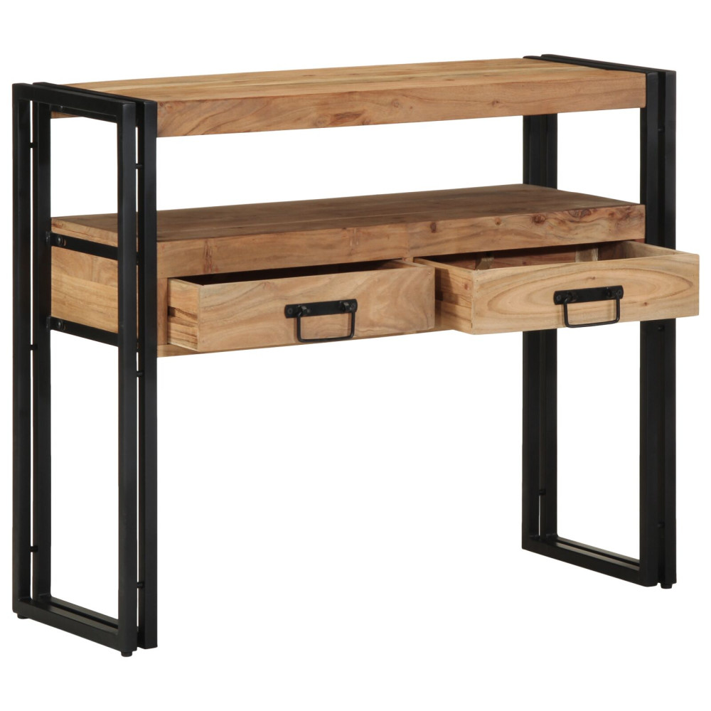 Produktbild för Konsolbord med låda Brun 90 x 33 x 75 cm Massivt Akaciaträ