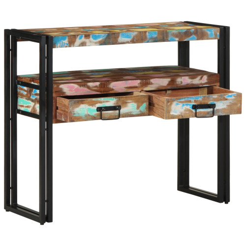 vidaXL Konsolbord Flerfärgsdesign 90 x 33 x 75 cm Solid återvunnen trä