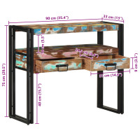 Produktbild för Konsolbord Flerfärgsdesign 90 x 33 x 75 cm Solid återvunnen trä