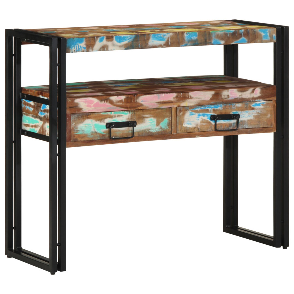 Produktbild för Konsolbord Flerfärgsdesign 90 x 33 x 75 cm Solid återvunnen trä