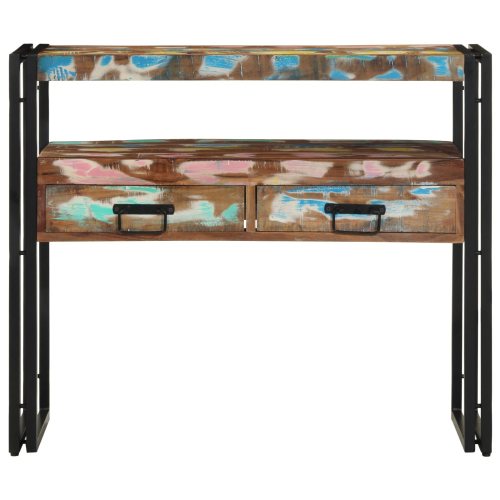 Produktbild för Konsolbord Flerfärgsdesign 90 x 33 x 75 cm Solid återvunnen trä