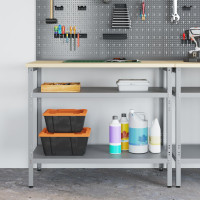 Produktbild för Arbetsbord med hylla Grå 100 x 55 x 85 cm Pulverlackerat stål