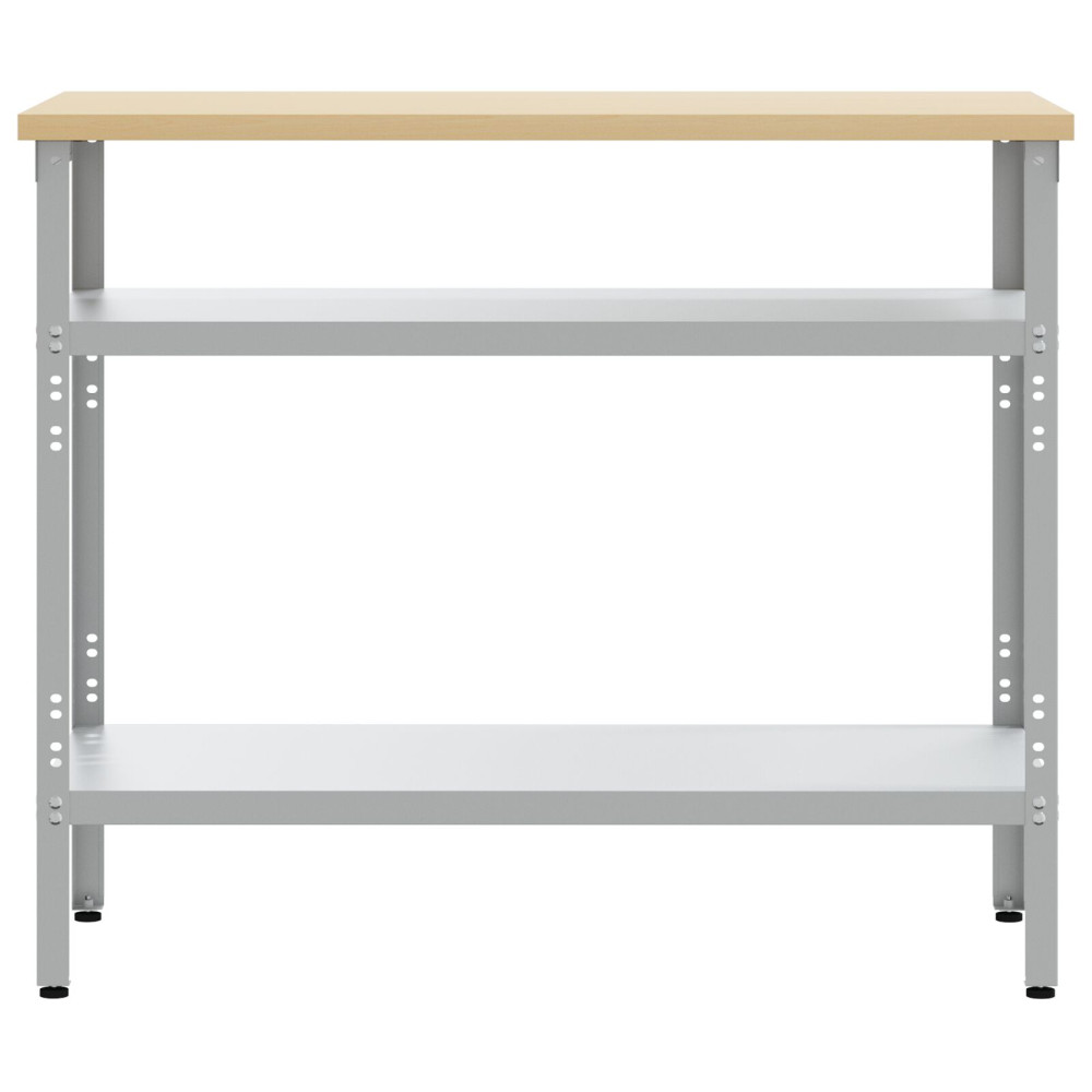 Produktbild för Arbetsbord med hylla Grå 100 x 55 x 85 cm Pulverlackerat stål