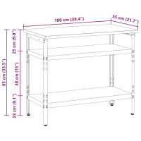 Produktbild för Arbetsbord med hylla Grå 100 x 55 x 85 cm Pulverlackerat stål