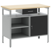 Produktbild för Arbetsbänk med låda med hylla Svart och Grå 100 x 55 x 85 cm